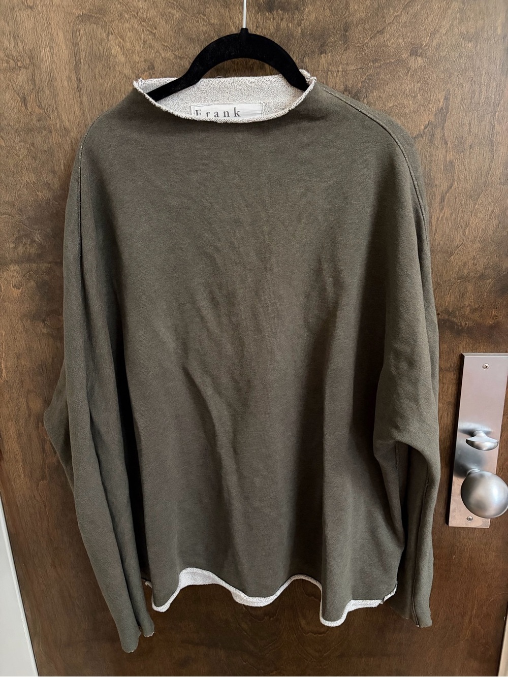 Frank & Eileen Light Cream Knit Top with Black Logo Tag